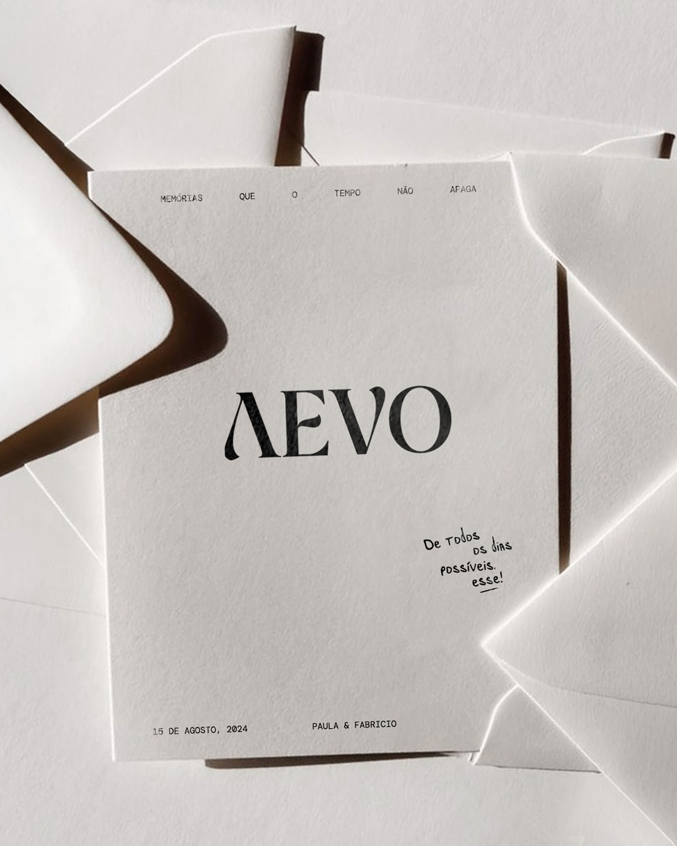 Papelaria de casamento AEVO — design e materiais gráficos